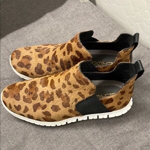 Cole Haan Brown and Black Sneakers with Slip-On Design and Animal Print